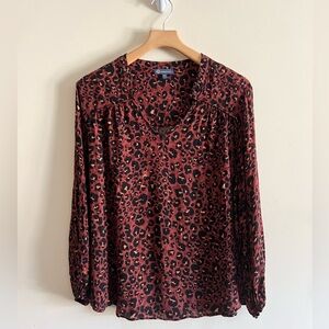 Democracy long sleeve leopard print pullover rayon boho‎ blouse plus womens 2x